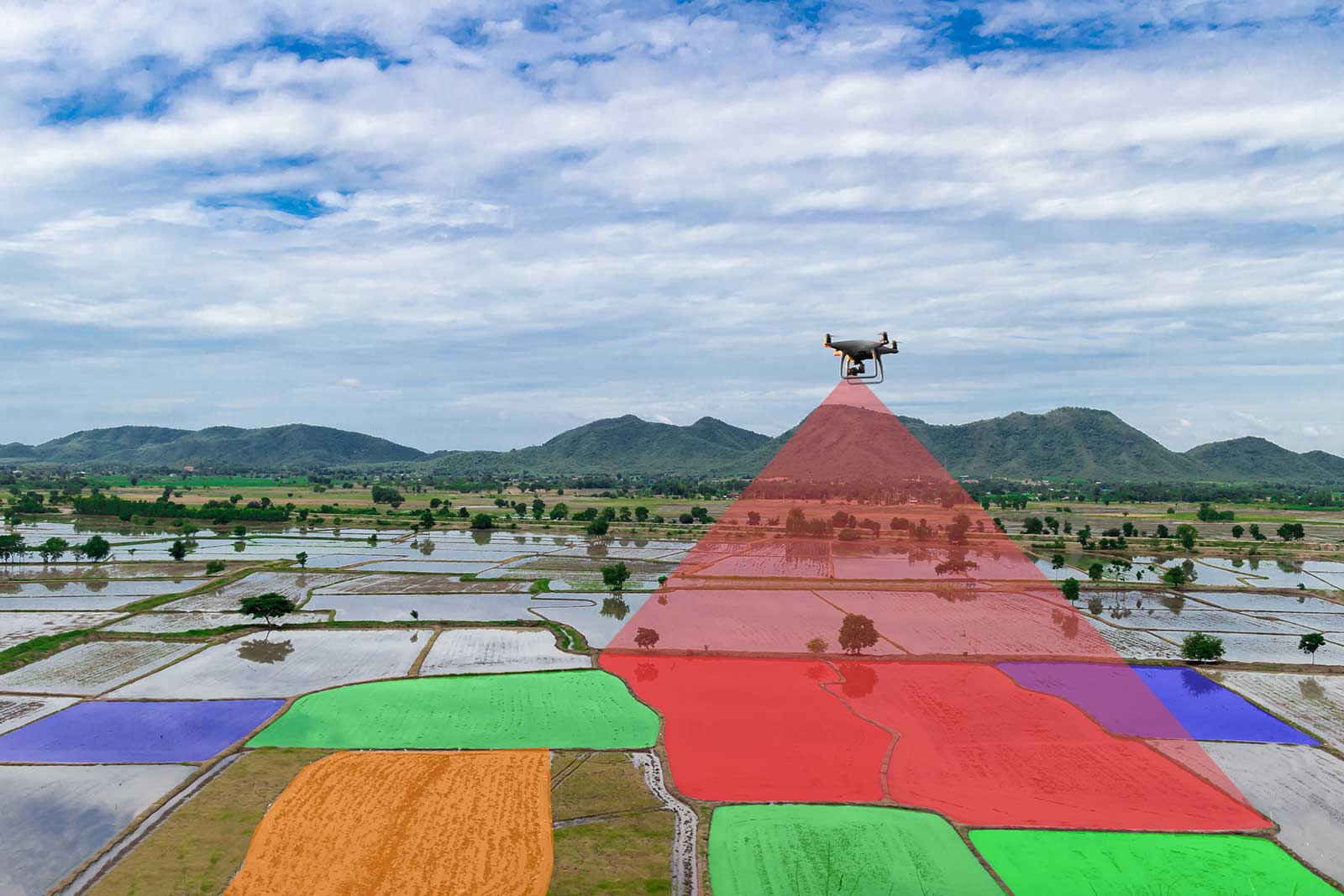 PRECISION GEOSPATIAL hovering drone on a field